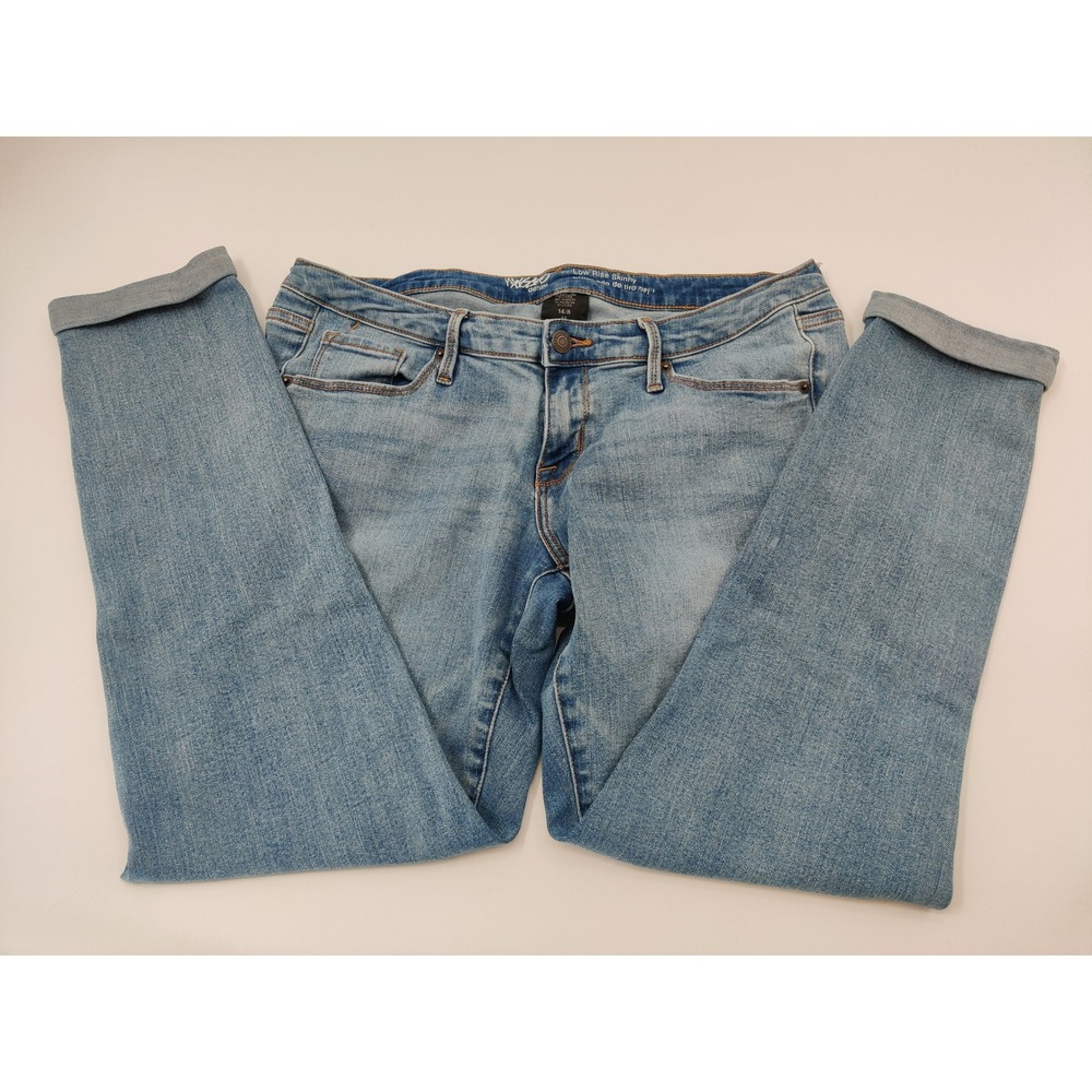 Mossimo Denim Low Rise Skinny Power Stretch Jeans Women Size 14R 32 Blue
